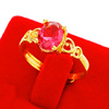 Tourmaline ruby long-lasting wedding ring, one size stone inlay jade