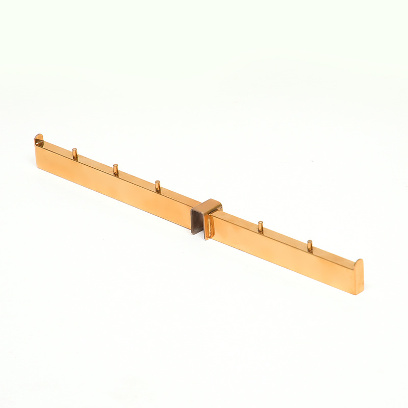 服装店挂钩 玫瑰金拉丝不锈钢卡宽方管挂钩 前三后二正挂衣钩批发