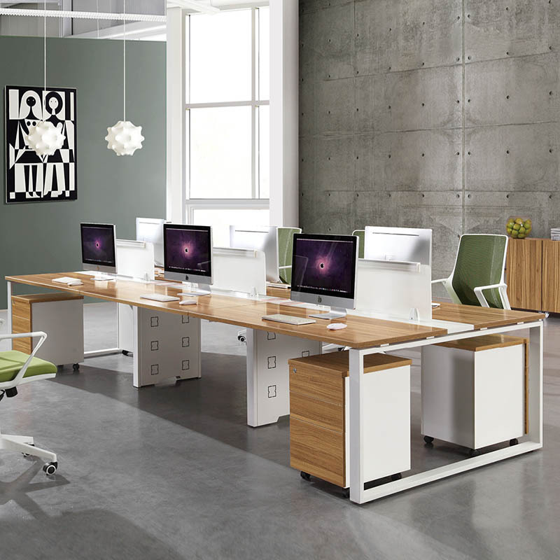 Staff Desks Are Simple and Modern, Employee Office Computer Desks with Partitions, Combination Workstations for Four People and Six People