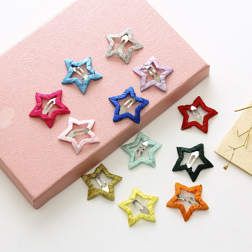 Korean style one-price fabric BB clip children's hair accessories, five-pointed star does not hurt the hair edge clip children's hair accessories wholesale