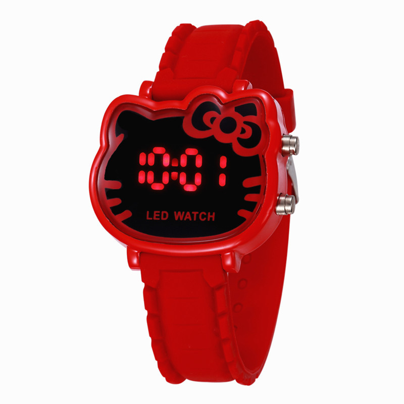 Niña linda de dibujos animados reloj chica Kitty niños LED estudiante electrónica moda chica reloj comercio exterior