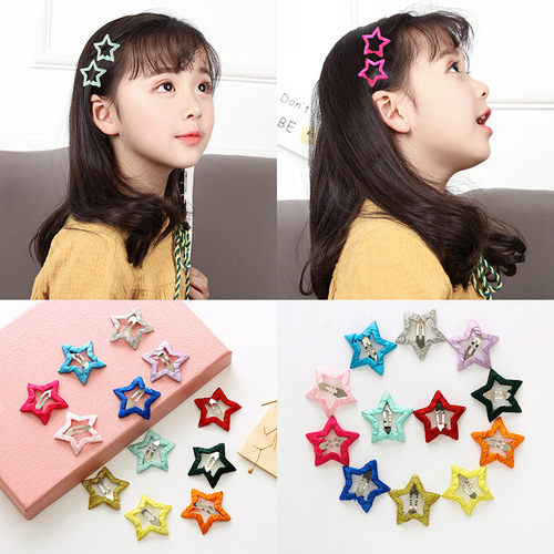 Korean style one-price fabric BB clip children's hair accessories, five-pointed star does not hurt the hair edge clip children's hair accessories wholesale