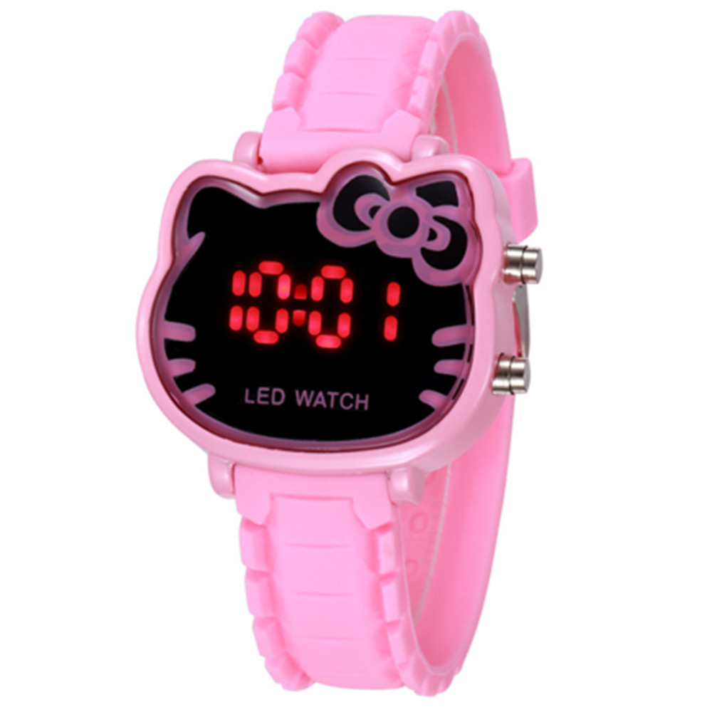 Niña linda de dibujos animados reloj chica Kitty niños LED estudiante electrónica moda chica reloj comercio exterior