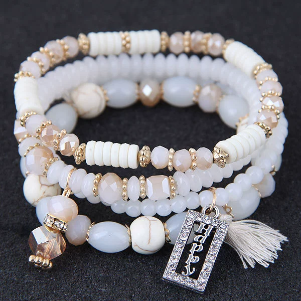 Fresh beaded bracelet with tassels, bead bracelet, Korean style, boho style, wholesale