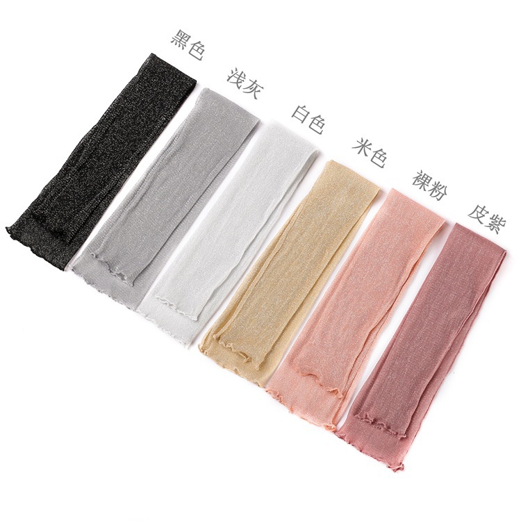 Over manga de protección solar de verano para mujer Protección solar de encaje Brazo de protección UV oversleeve color sólido oro y plata manga de seda cubierta de pie fabricante