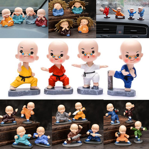 Car ornament Shaolin Kung Fu boxing four not small monk resin ornament hat with knife martial arts small monk