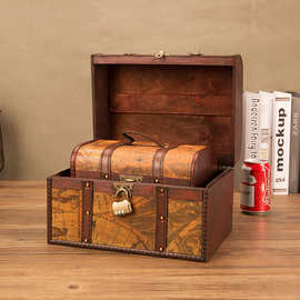 中式欧式仿古做旧 古典木质木箱子 复古创意收纳盒仿古装饰百宝箱