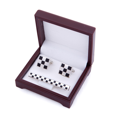 Dali high-end cufflink and tie clip set box, red brown plastic box, tie clip box, CTB103