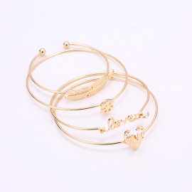 欧美热销手镯组合套装 树叶雪花鹿头LOVE款时尚手镯