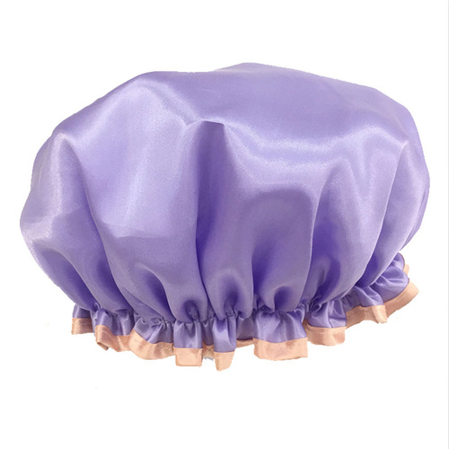 Colorful Double-layer Waterproof Shower Cap, Solid Color, Thickened Adult Kitchen Oil-proof Hat, Makeup Hair Hat, Dust-proof Hair Hat, Wholesale