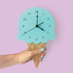 Ins Nordic Home Ice Cream Clock Cartoon Silent Wall Decor Children's Room Clock Soft Furnishing