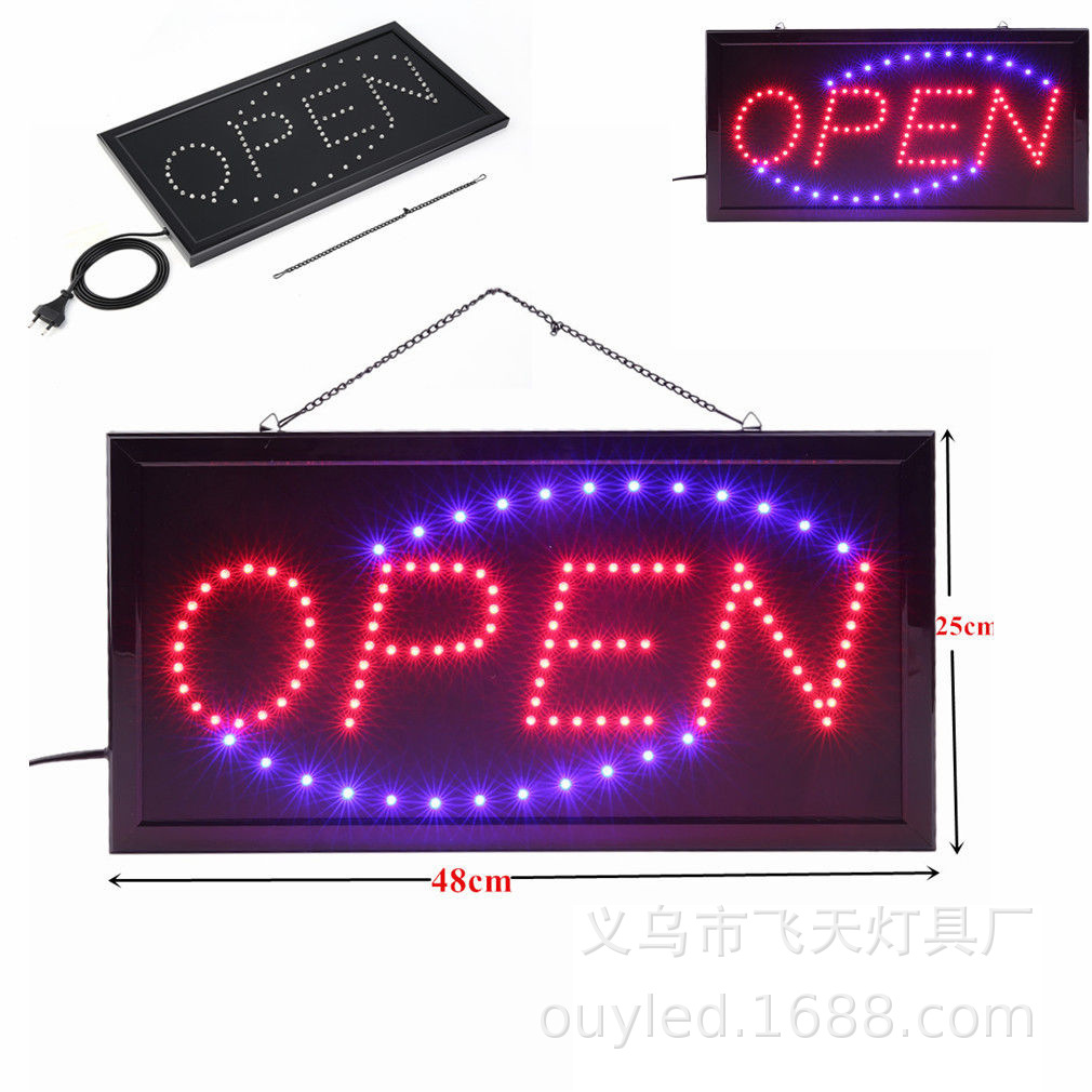 LED广告牌英标220-240v 25*48线上带开关 led open sign 广告牌