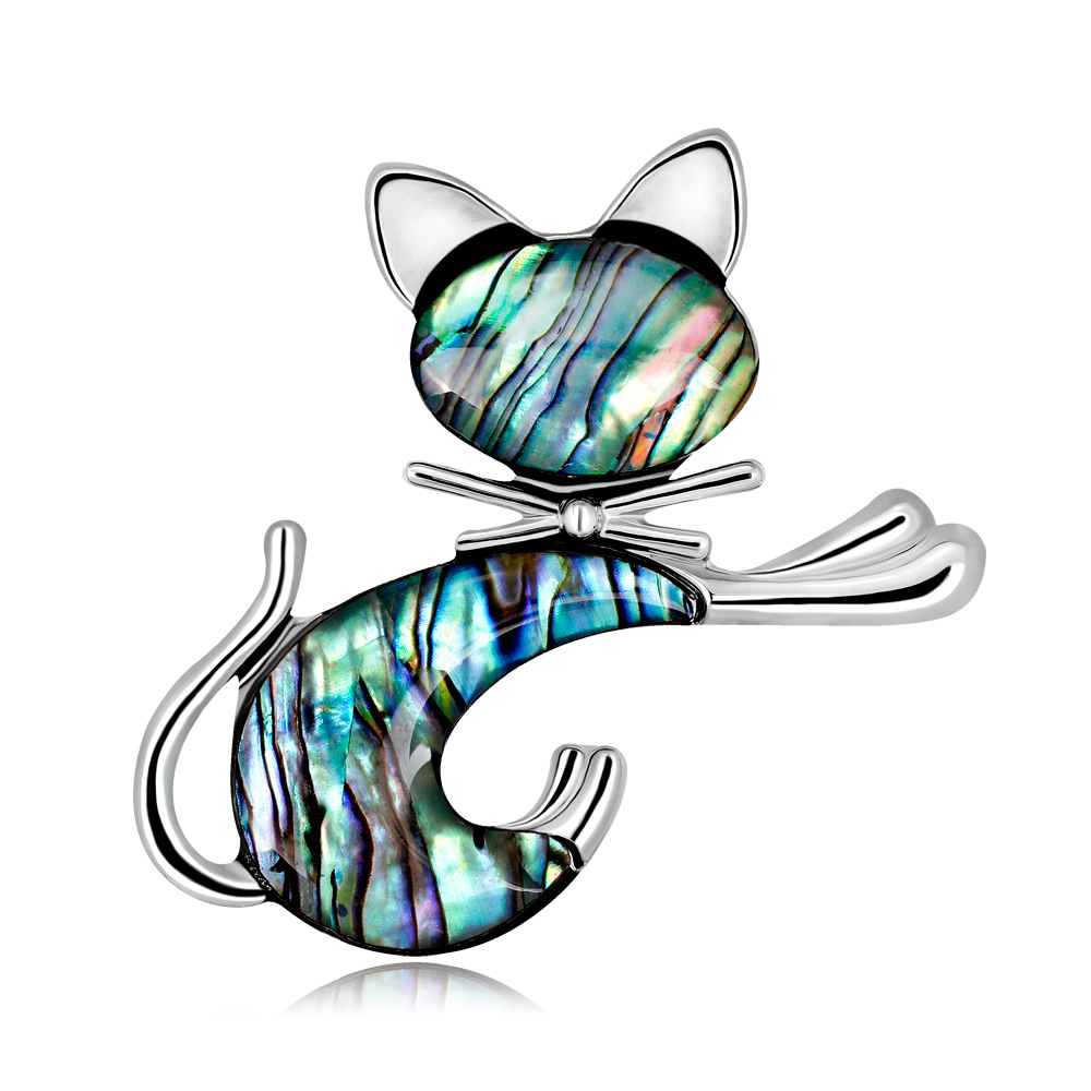 Danrun retro women's all-match shell series European and American brooch personality cat brooch pin