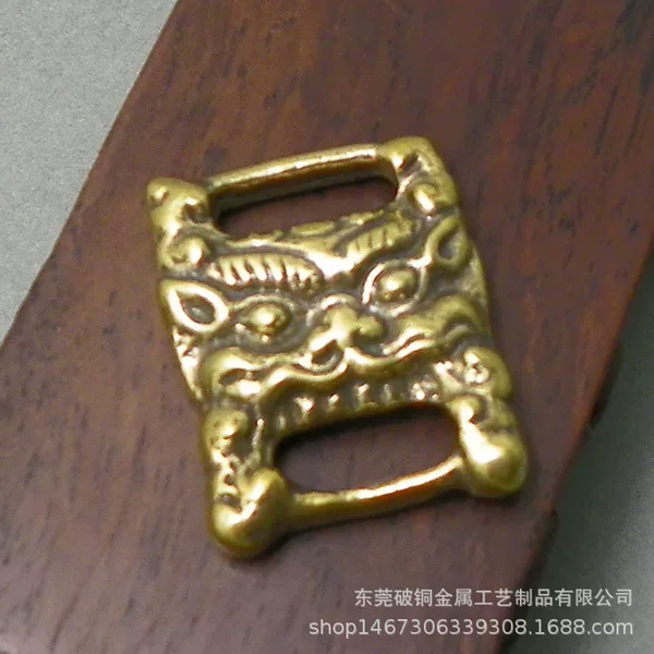 Pure Copper Retro Old Scripture Buckle Tantric Snow Lion Buckle Hiding fo Education Supplies Cloth Buckle Brass Decorative Buckle Gift