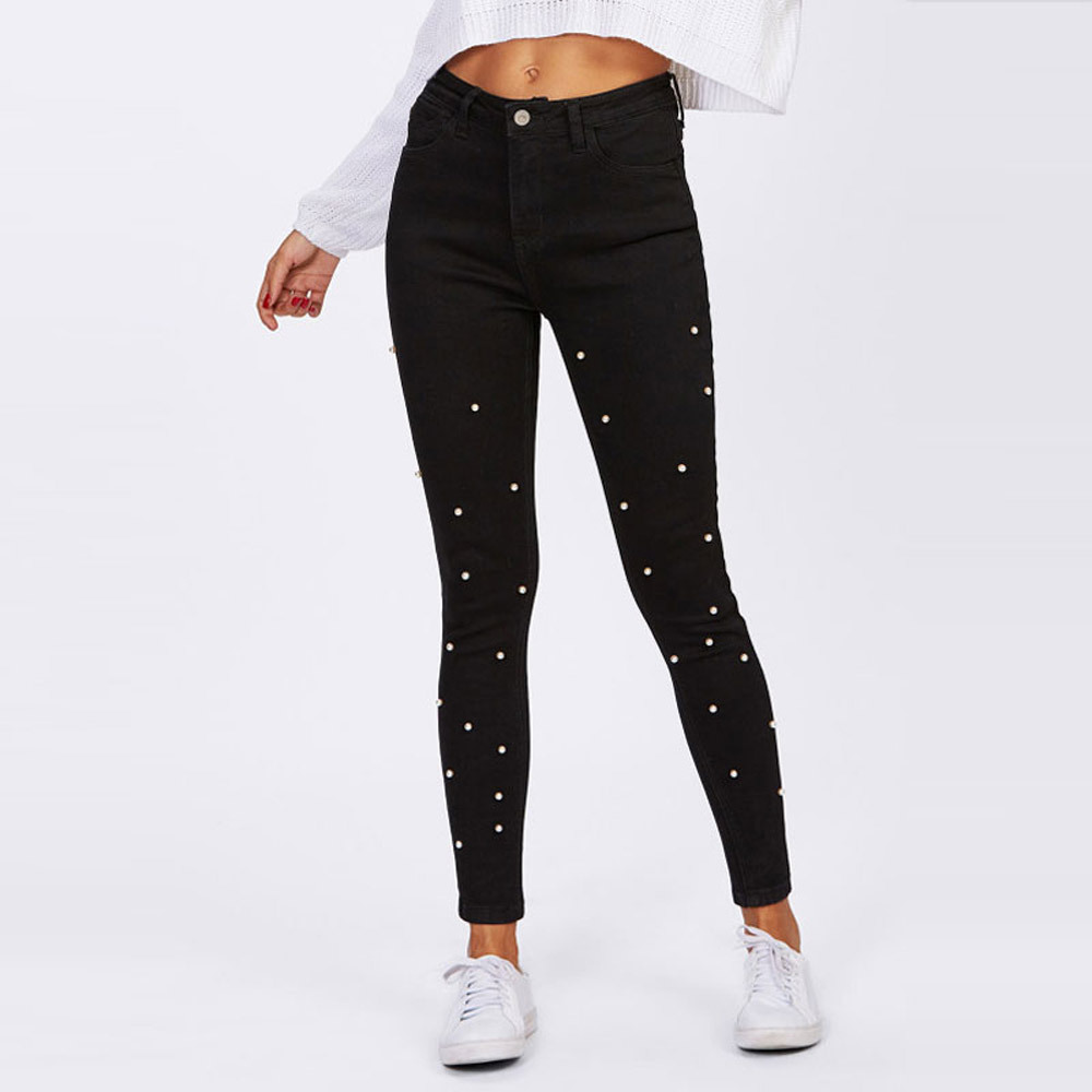 Pantalones vaqueros negros de mujer Black Pearl, primavera 2025, venta al por mayor en Amazon, Wish, AliExpress, eBay y sitios independientes.