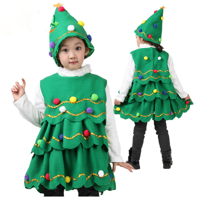 thumbnail image 1 of Disfraz de Navidad para niños, árbol de Navidad, traje de baile, regalo de Navidad para niños, sombrero de árbol, traje de actuación, 1 of 2