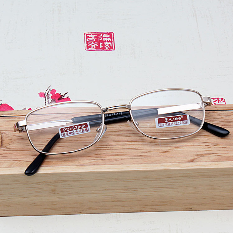 100 reading glasses for the elderly 814 optical glass lenses for men and women anti-fatigue metal full-frame glasses factory direct supply 100 reading glasses for the elderly 814 optical glass lenses for men and women anti-fatigue metal full-frame glasses factory direct supply
