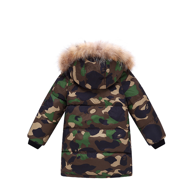 Vêtements pour enfants Nouvelle doudoune pour enfants, col en fourrure camouflage, veste en coton amovible, veste en coton épaissie, chaude et à la mode_voghion.com
