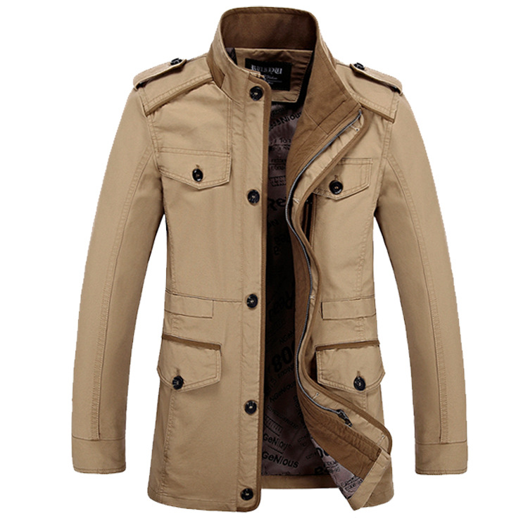 Chaqueta casual para hombre de primavera y otoño transfronteriza más algodón de tamaño medio para hombre cazadora lavada Chaqueta de algodón de mediana edad ropa para hombre