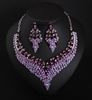 Necklace and earrings, set, dress, accessory, European style, diamond encrusted, wholesale