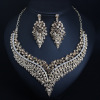 Necklace and earrings, set, dress, accessory, European style, diamond encrusted, wholesale