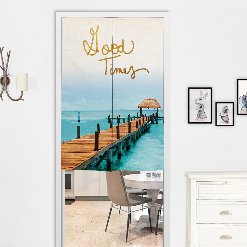 Wholesale Blue Dream Fabric Door Curtain Decoration Half Curtain Covering Curtain Bedroom Entrance Balcony Kitchen Living Room Partition Curtain