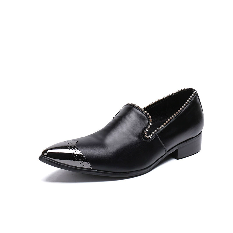 2018 модная деловая повседневная мужская обувь с острым носком, внешняя торговля, лоферы без шнурков из натуральной кожи, индивидуальная Однослойная обувь