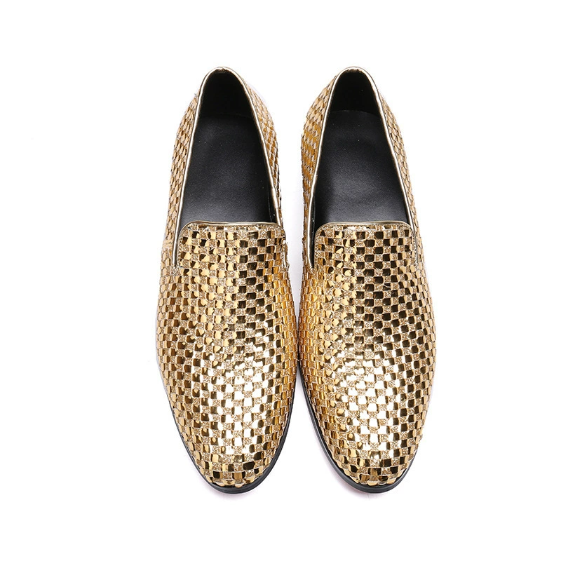 Модные модные мужские туфли со встроенными бриллиантами, кожаные туфли без шнуровки, мужские туфли с острым носком в Корейском стиле, обувь с вышивкой стилиста, британская