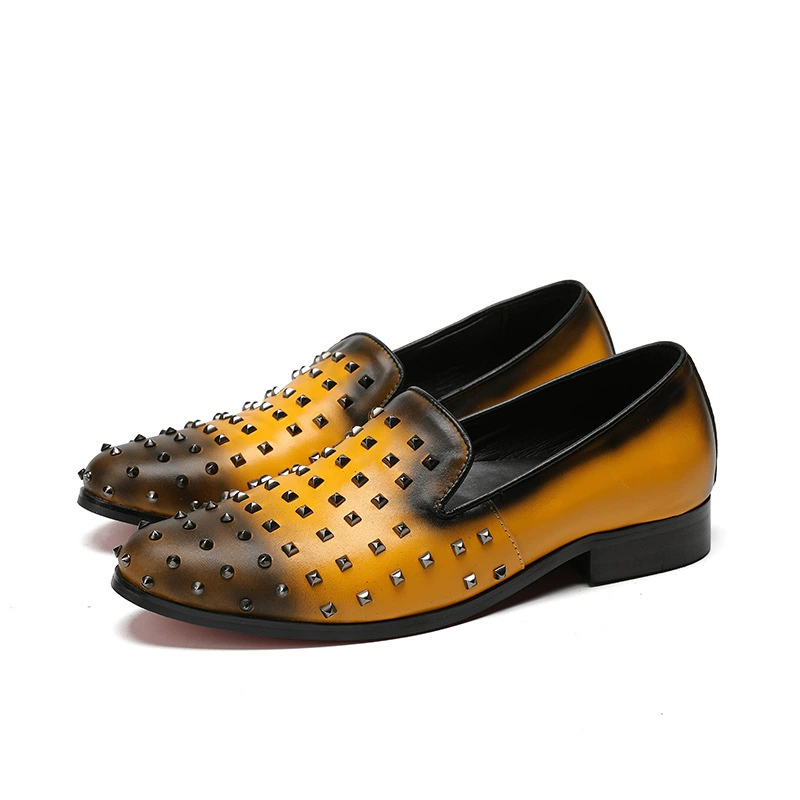 Модная мужская кожаная обувь с заклепками в британском стиле, индивидуальная мужская деловая повседневная обувь в стиле панк, ретро, бутик, брендовая мужская обувь для банкета