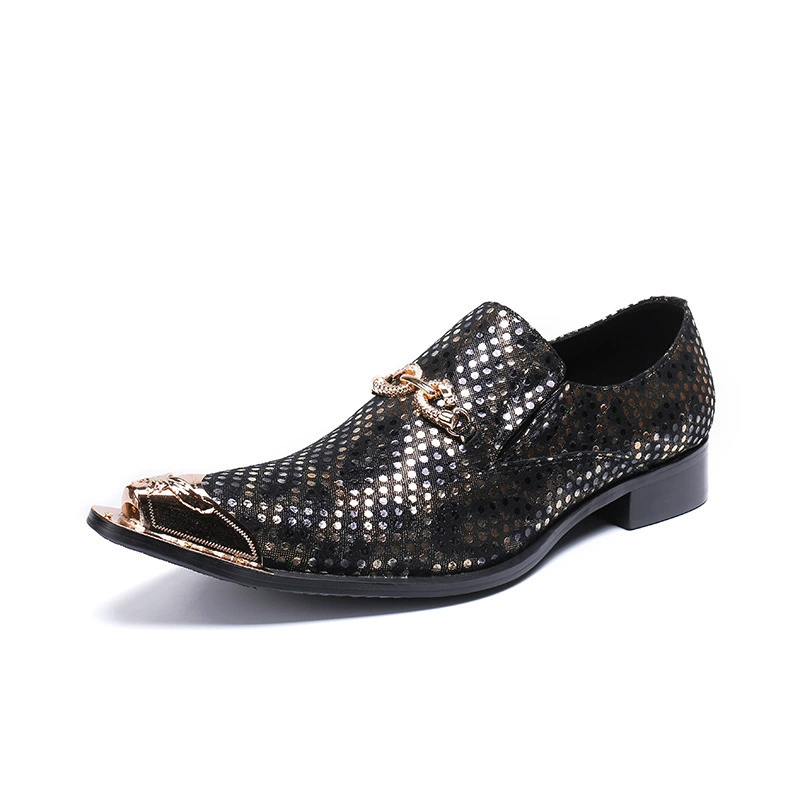 Внешняя торговля заостренным носком, европейские и американские мужские туфли из натуральной кожи с железным носком, модные парикмахерские, увеличивающие рост, индивидуальные мужские кожаные туфли в стиле ретро для ночного клуба