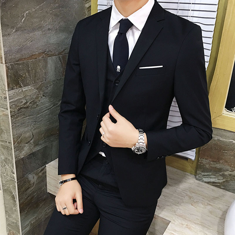 2025 Taobao Export New Men's Two-Piece Suit Ebay Korean Style Men's Slim Suit Goods