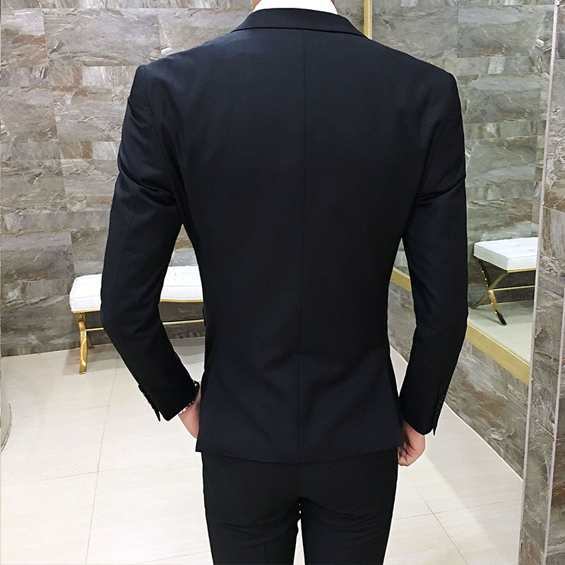 2025 Taobao Export New Men's Two-Piece Suit Ebay Korean Style Men's Slim Suit Goods