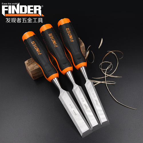 Discoverer TPR Fiber Handle Manual Flat Chisel DIY Carpenter Carving Tool Chrome Vanadium Steel Woodworking Chisel Wholesale