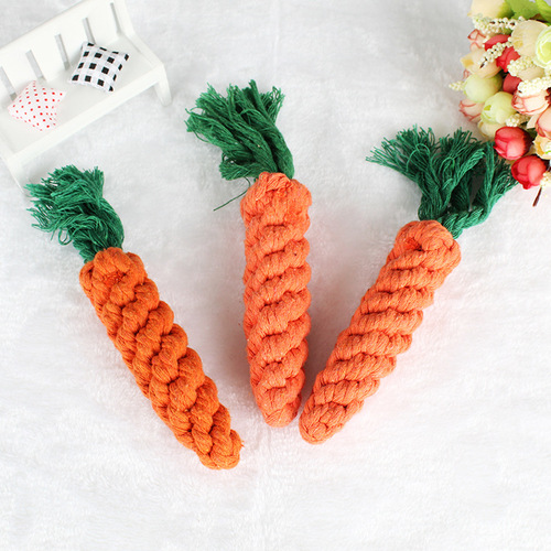Pet Supplies Manufacturer Pet Toys Cotton Rope Carrot Dental Cleaning Chew Toys for Dogs on Amazon