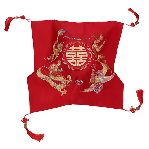 Manufacturer wholesale bride wedding red hijab Chinese style embroidered Hefu Xipa large hijab ancient costume headwear supply online store