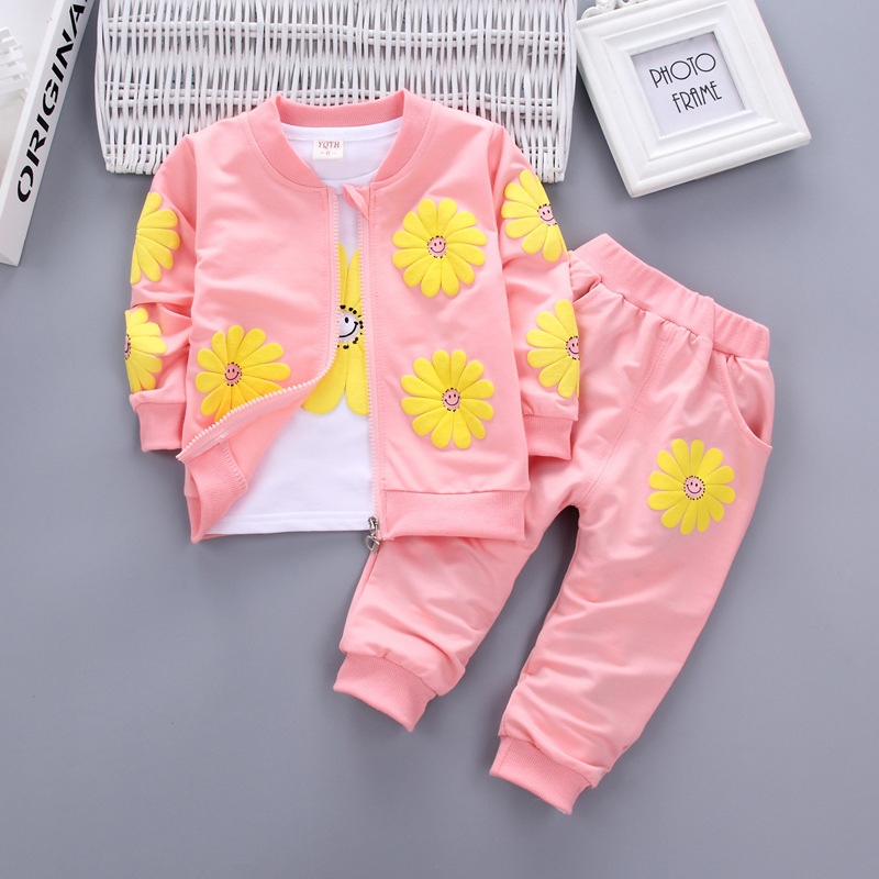 Foreign Trade Spring & Fall Style Baby Girl Kidsren's Three-Piece Spring Clothing Girls New Kidsren's Suit Kidsren's Clothing Spring Clothing Dropshipping