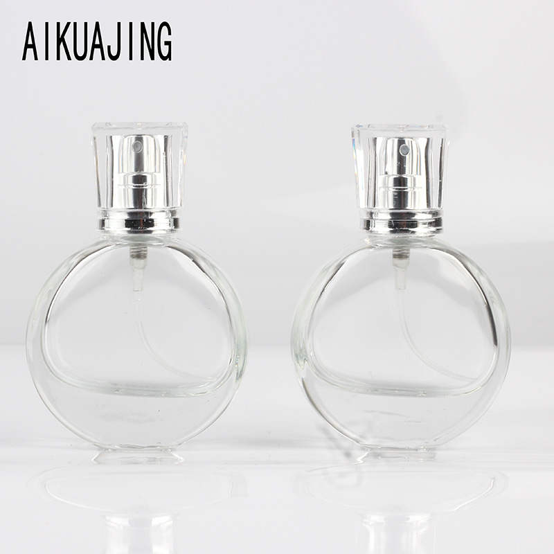 25ML毫升扁圆透明香水瓶水晶玻璃瓶空瓶喷雾细雾香水瓶大容量