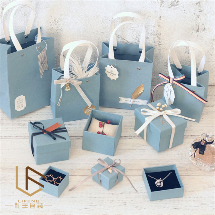 现货雾蓝蓝色首饰盒饰品盒包装 戒指手串盒手表盒耳钉吊坠 手链盒