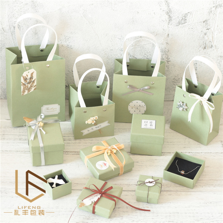 Kraft paper Asakusa green jewelry box jewelry packaging box watch box earring pendant bracelet box wholesale