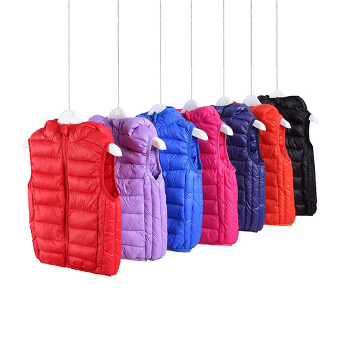 Autumn and Winter Children's Down Cotton Vest Backless Top Korean Style Lightweight for Both Boys and Girls, Toddlers, Babies with Hooded Vest