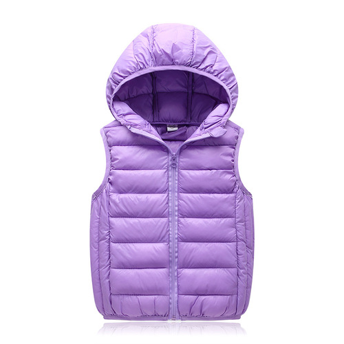 Autumn and Winter Children's Down Cotton Vest Backless Top Korean Style Lightweight for Both Boys and Girls, Toddlers, Babies with Hooded Vest