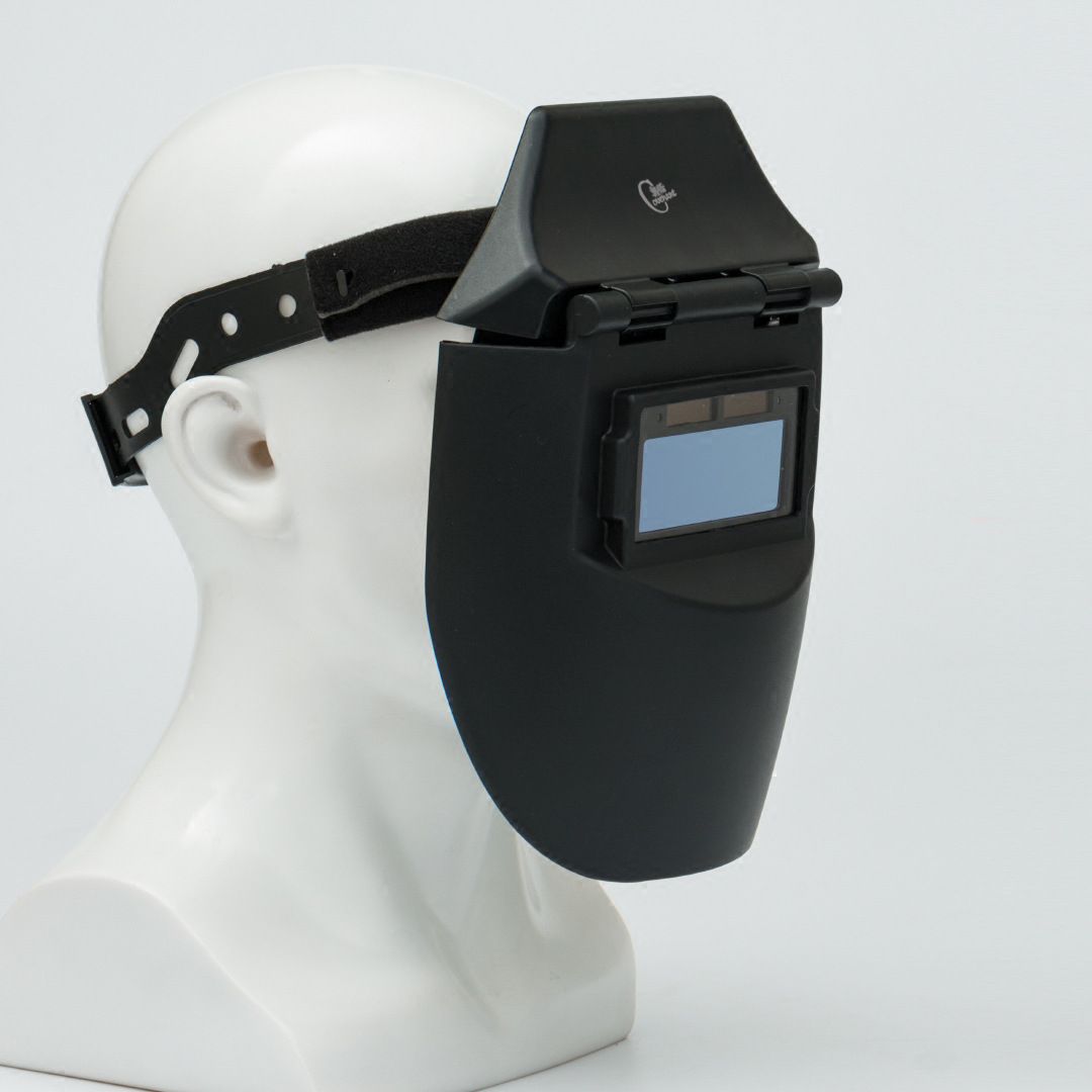 自产太阳能变光焊帽轻便透气翻盖焊工面罩简易头戴氩弧焊面罩