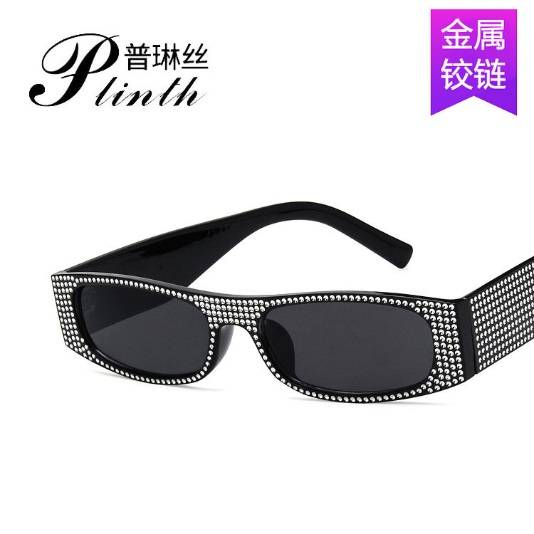 New European and American Fashion Square imitation diamond sunglasses retro small square sunglasses fashion catwalk sunglasses