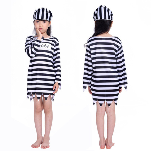 Cosplay Halloween Ghost Day Prisoner Clothes Sexy Violent Male Prisoner Adult Male Prisoner Suit Children Prisoner Set 