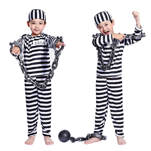 Cosplay Halloween Ghost Day Prisoner Clothes Sexy Violent Male Prisoner Adult Male Prisoner Suit Children Prisoner Set 