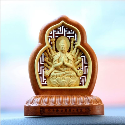 decoration creative boxwood hollow: Car ornaments - thousand-hand-guanyin