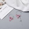 Fuchsia advanced cute earrings from pearl with bow, wide color palette, high-quality style, simple and elegant design