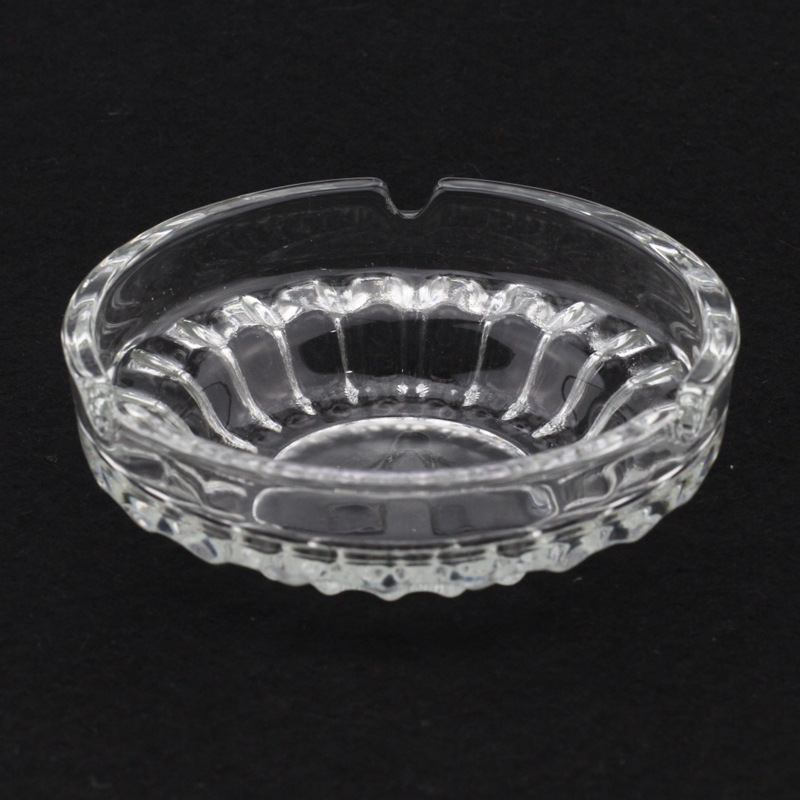 玻璃圆形烟灰缸 透明水晶葵花家用网吧ktv宾馆餐厅大号烟灰盒批发