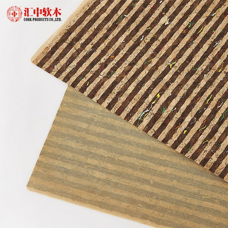 文具面料专用软木革 东莞软木厂耐磨天然混色条纹软木布面料卷材