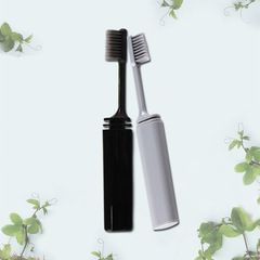 Folding Bamboo Charcoal Toothbrush Adult Soft Bristles Business Travel Logo Printing Foreign Trade B&B Manufacturer